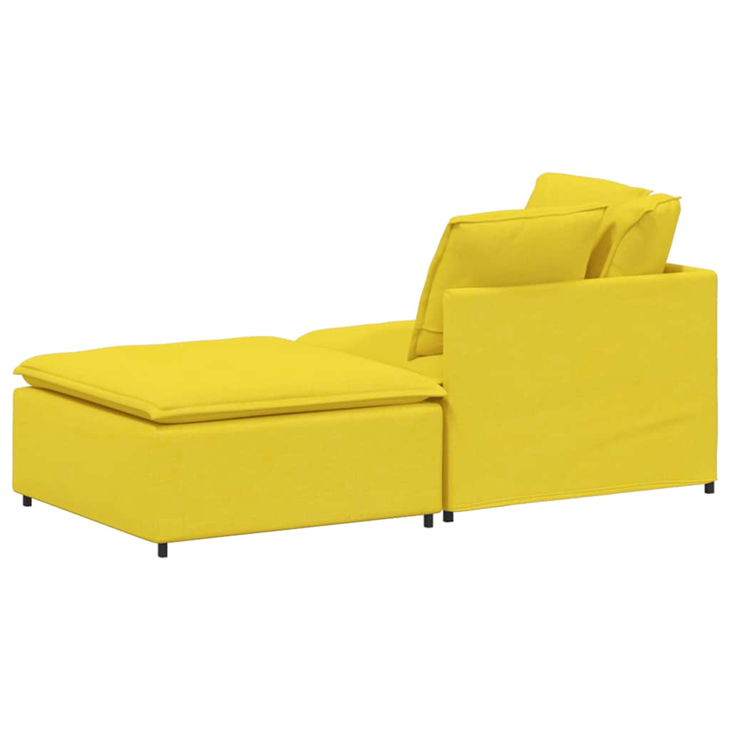 Modular sofa with footstool cushion fabric light yellow