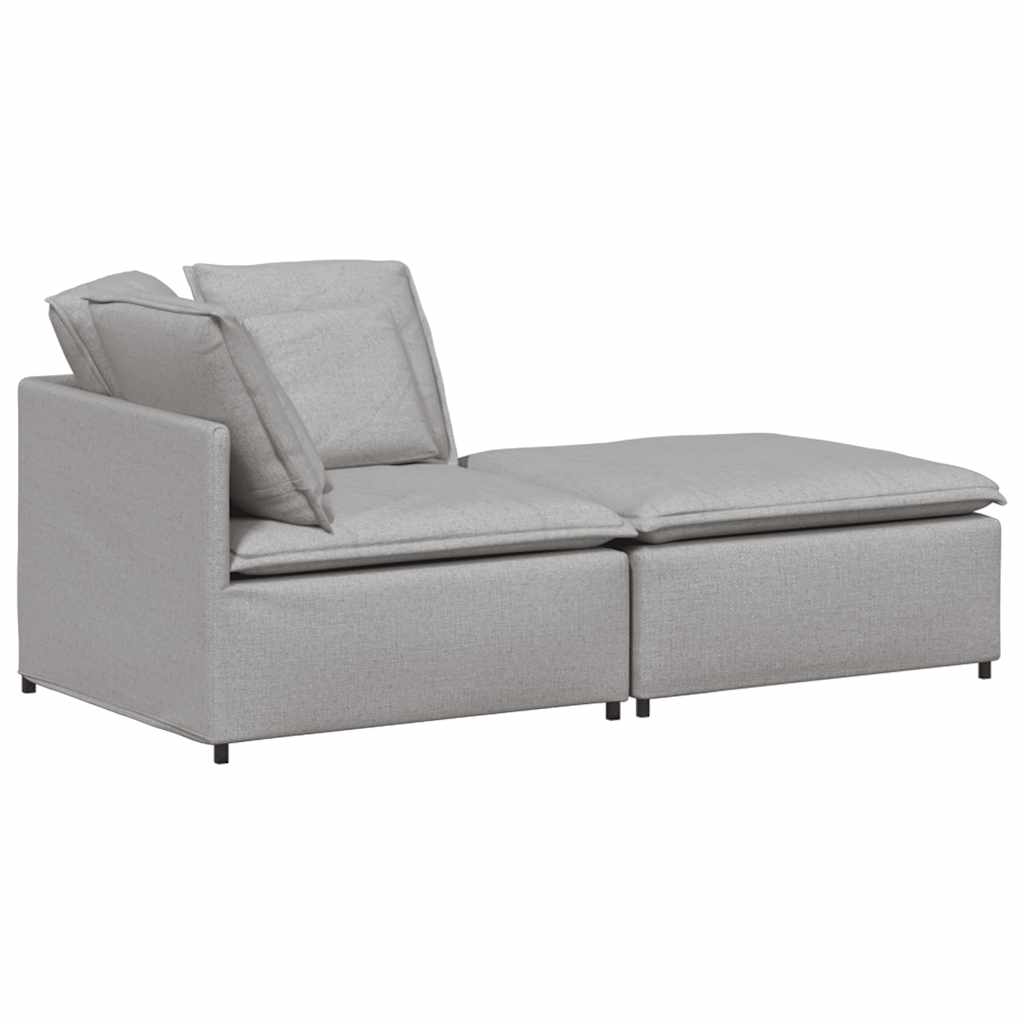 Modulares Sofa mit Fußhocker Kissen Stoff Wolkengrau