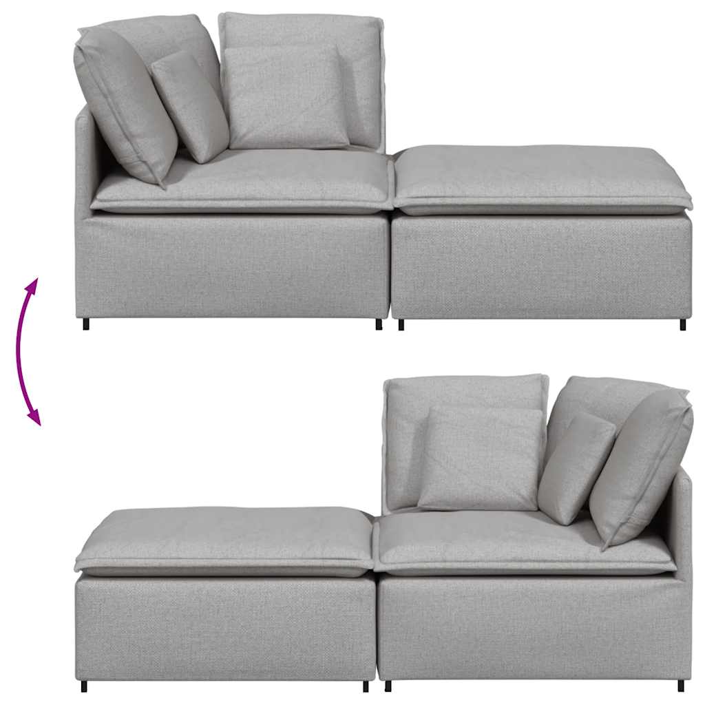Modular sofa with footstool cushion fabric cloud grey