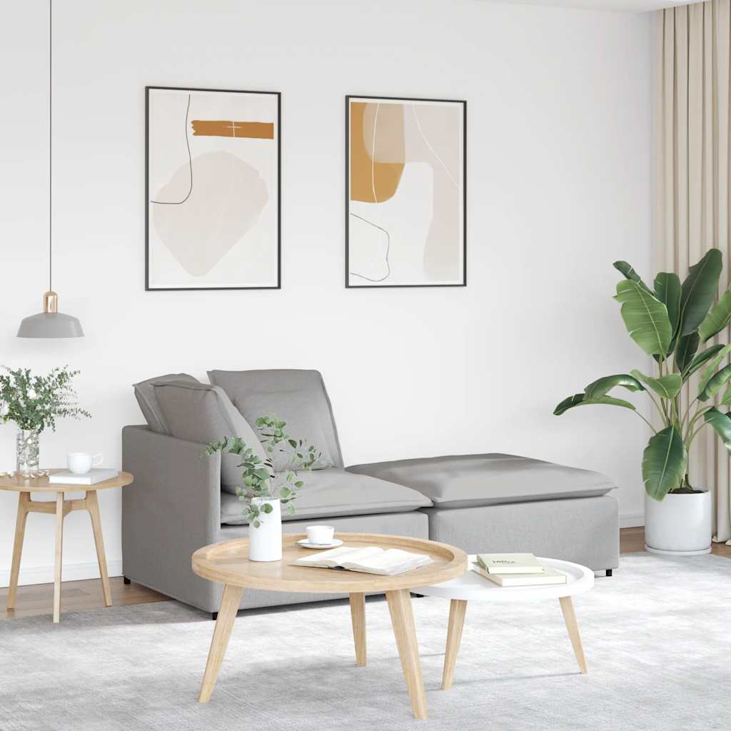 Modulares Sofa mit Fußhocker Kissen Stoff Wolkengrau