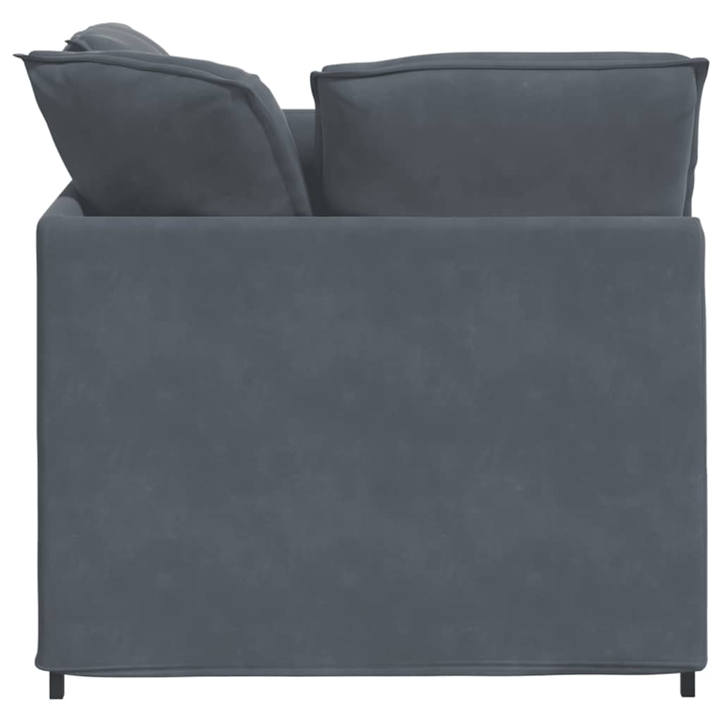 Modulares Sofa mit Fußhocker Kissen Samt Dunkelgrau