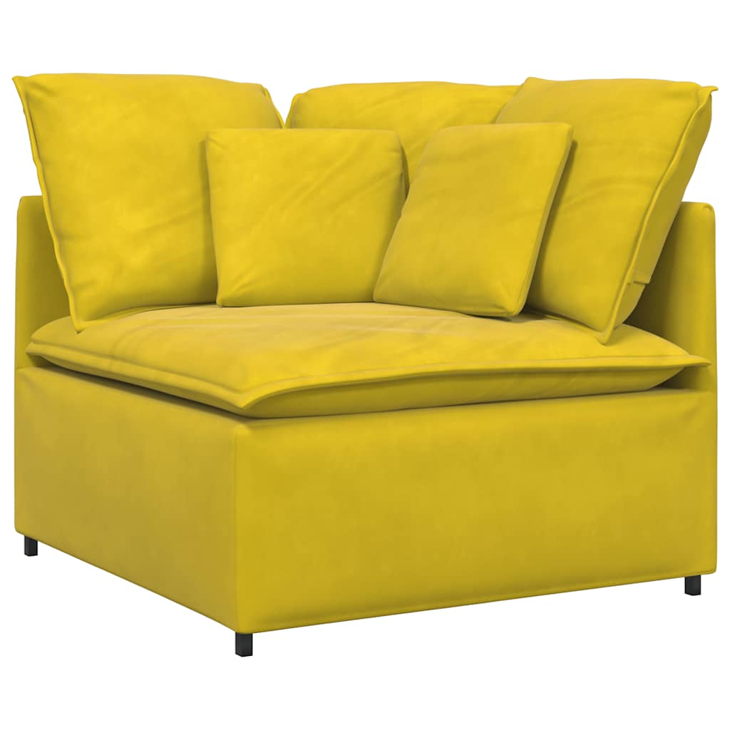 Modular sofa with footstool cushion velvet yellow