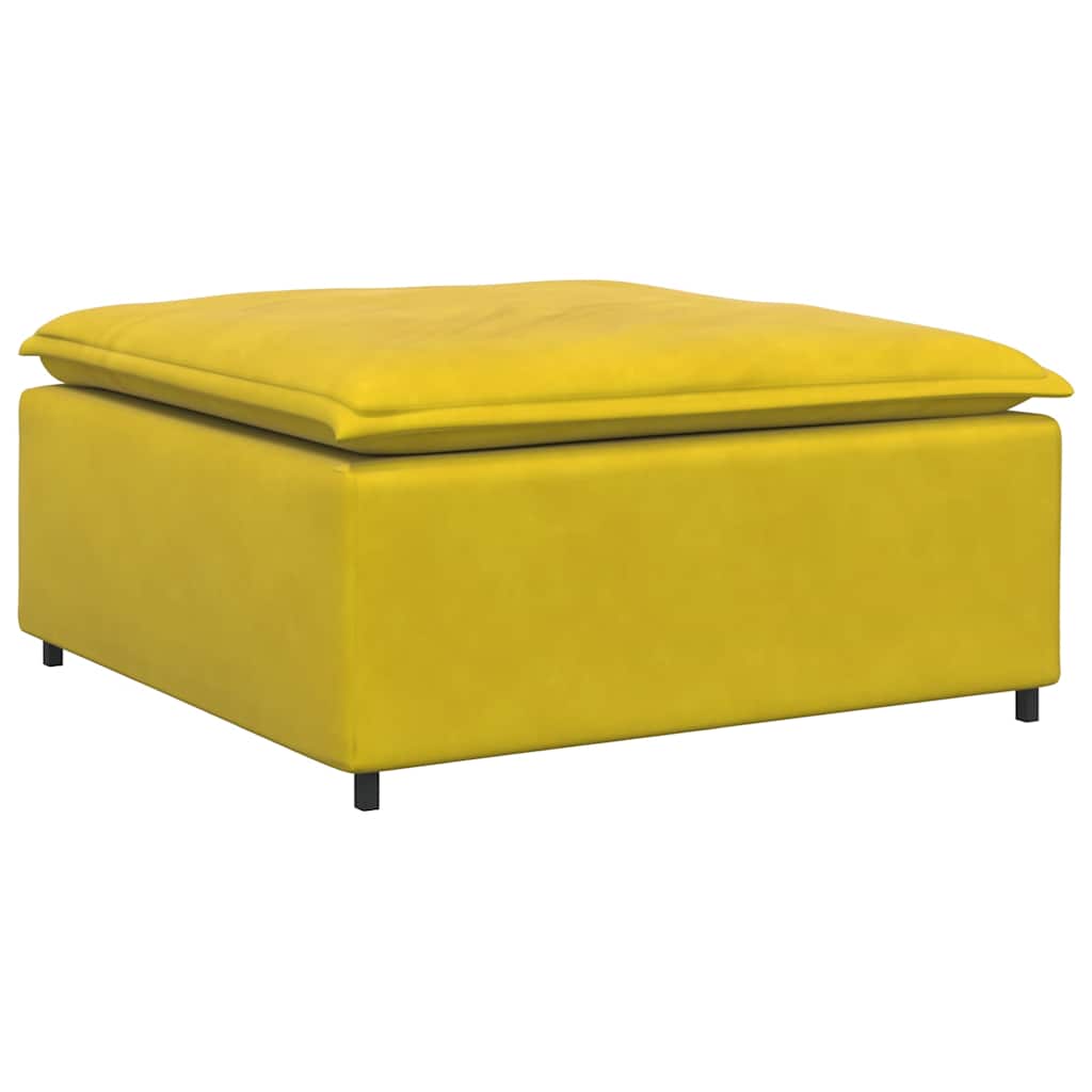 Modular sofa with footstool cushion velvet yellow