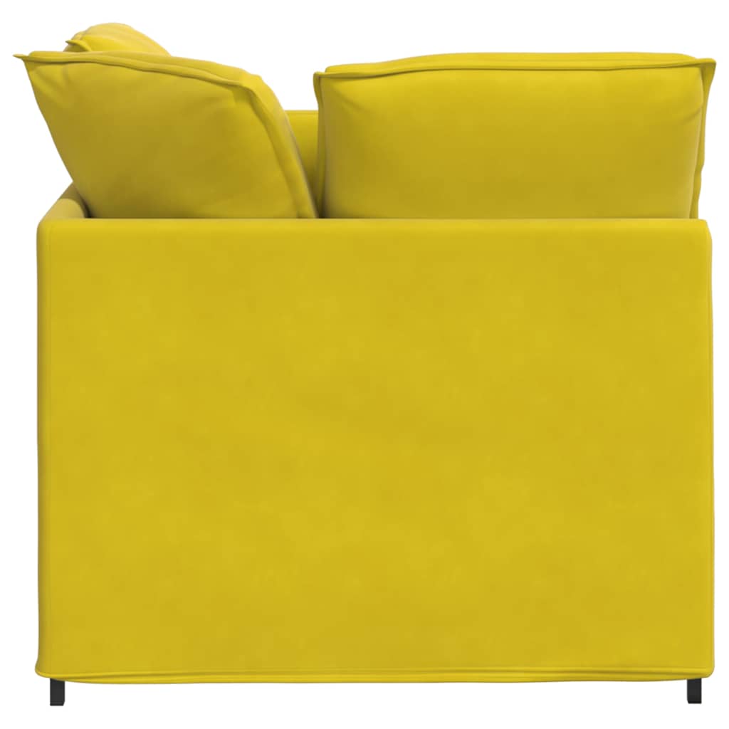 Modular sofa with footstool cushion velvet yellow