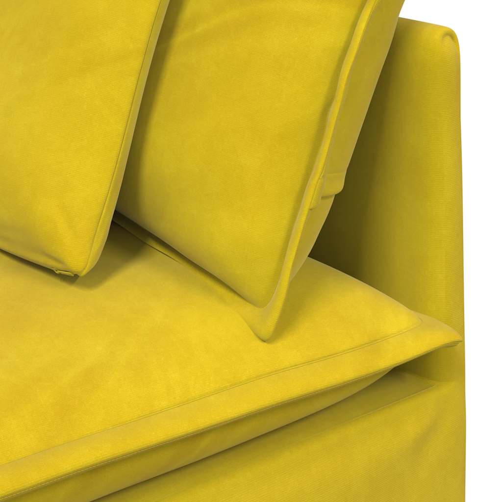 Modular sofa with footstool cushion velvet yellow