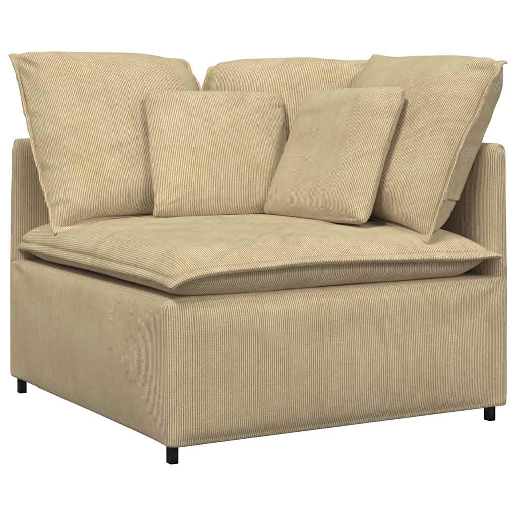 Modular sofa with footstool cushion corduroy light green grey