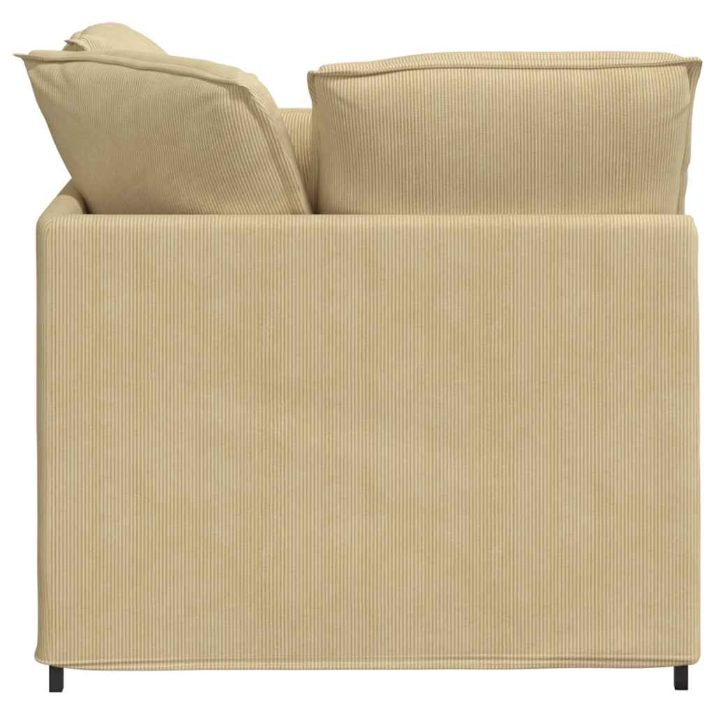 Modular sofa with footstool cushion corduroy light green grey
