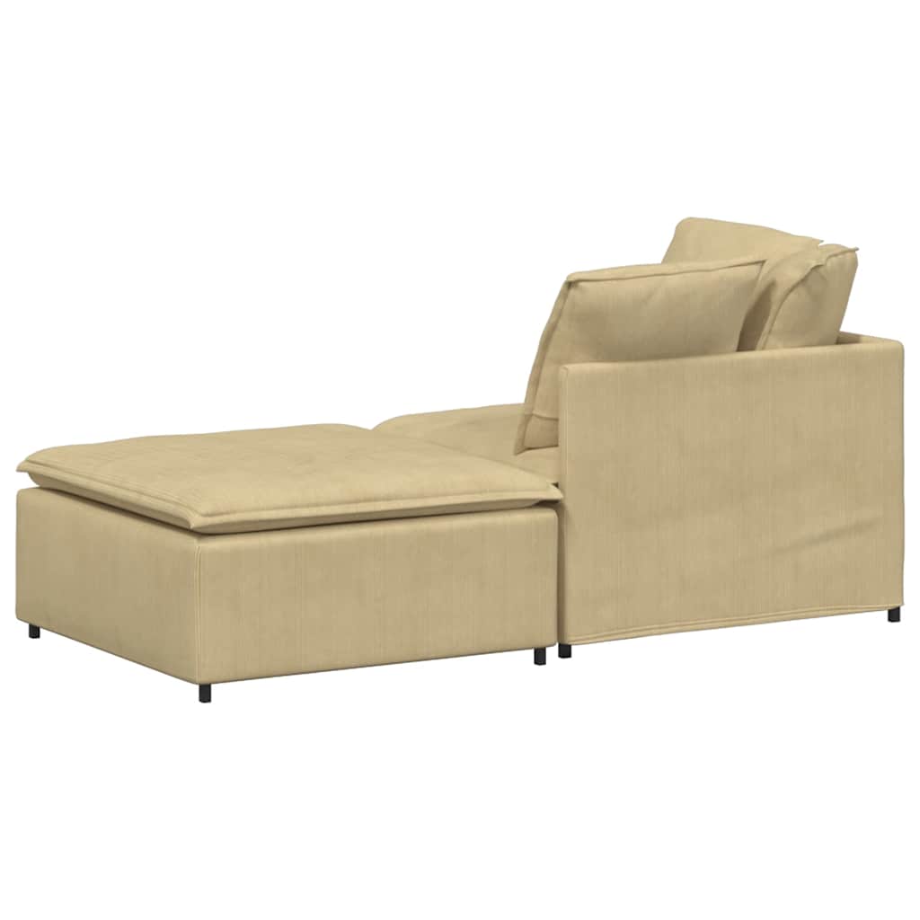 Modular sofa with footstool cushion corduroy light green grey