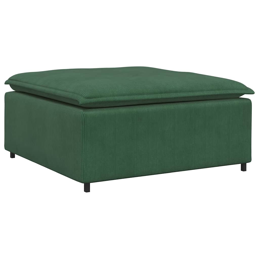 Modulares Sofa mit Fußhocker Kissen Cordstoff Dunkelgrün