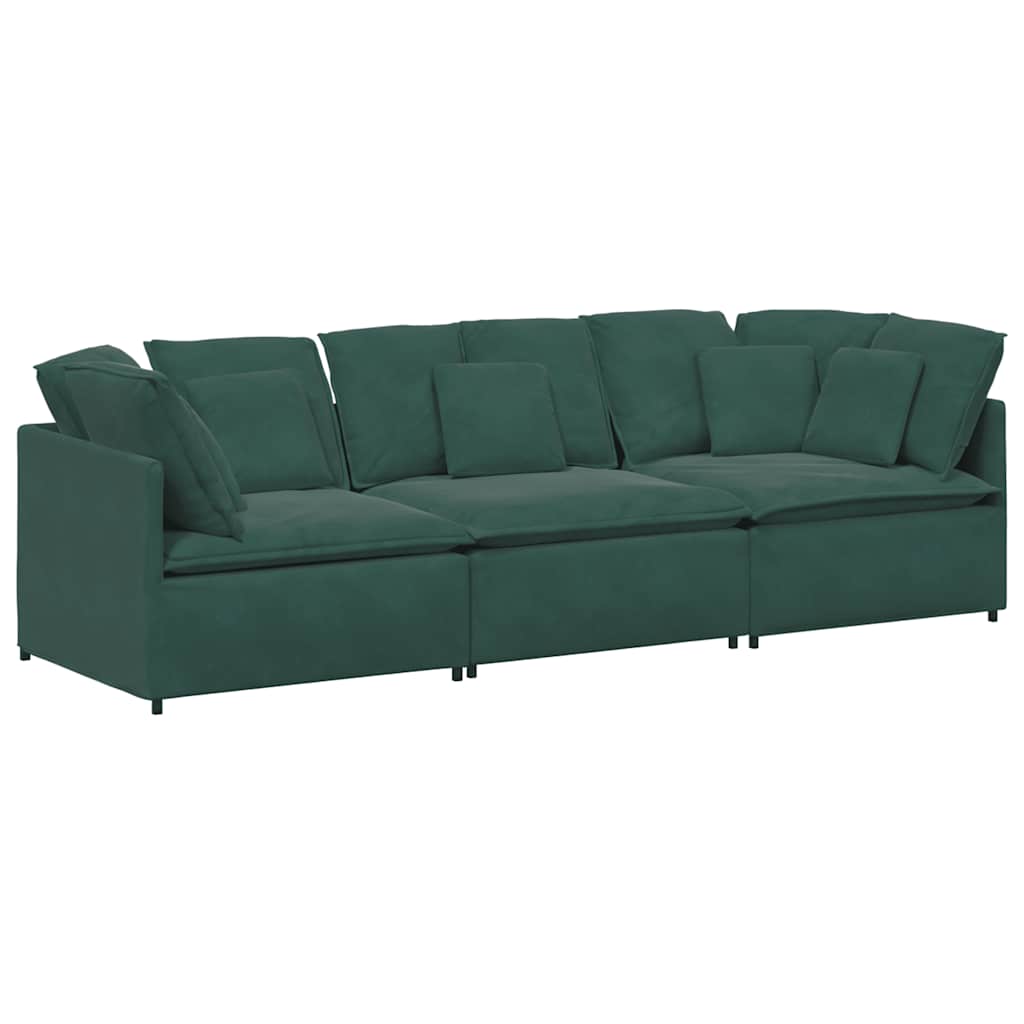 Modular sofa with cushions velvet dark green