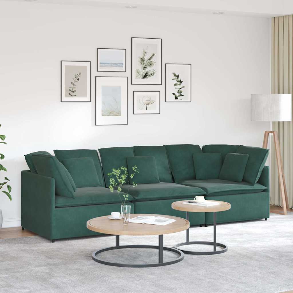 Modular sofa with cushions velvet dark green