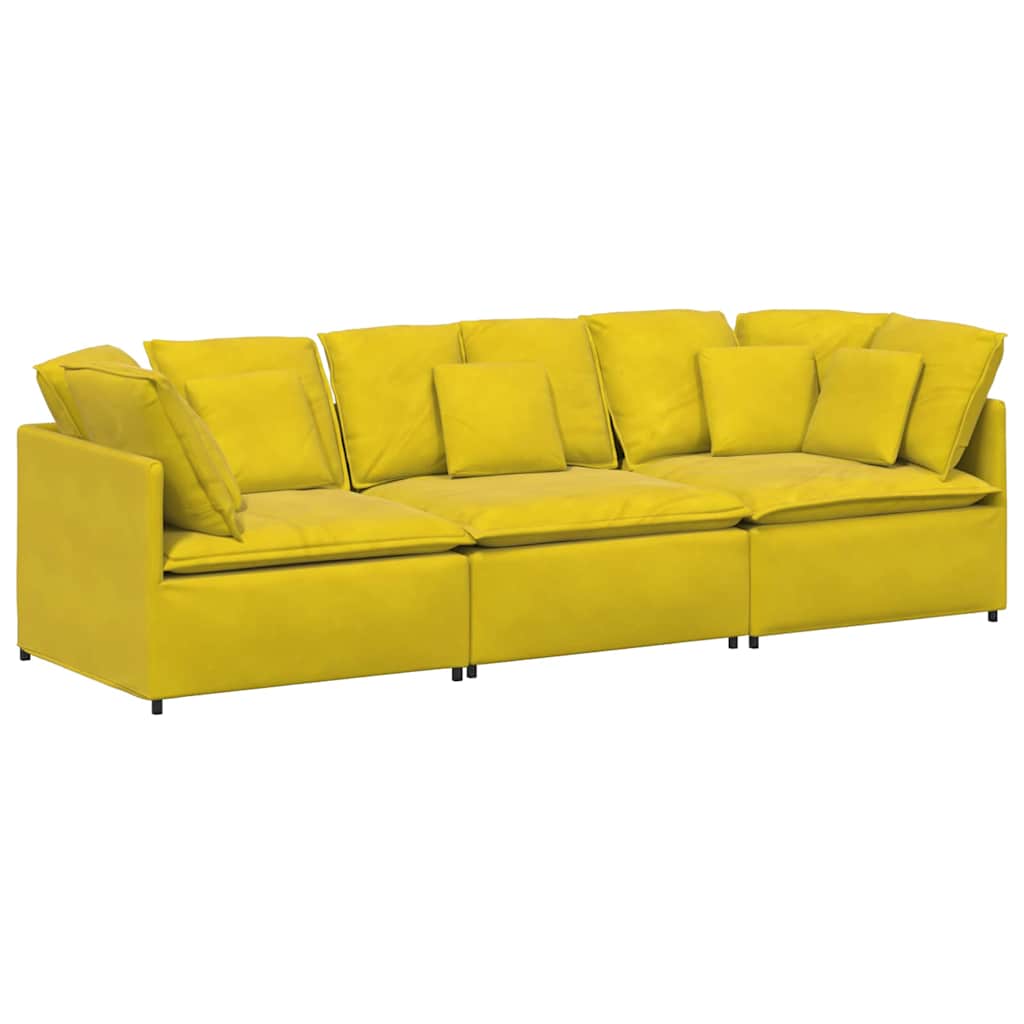 Modular sofa with cushions velvet yellow
