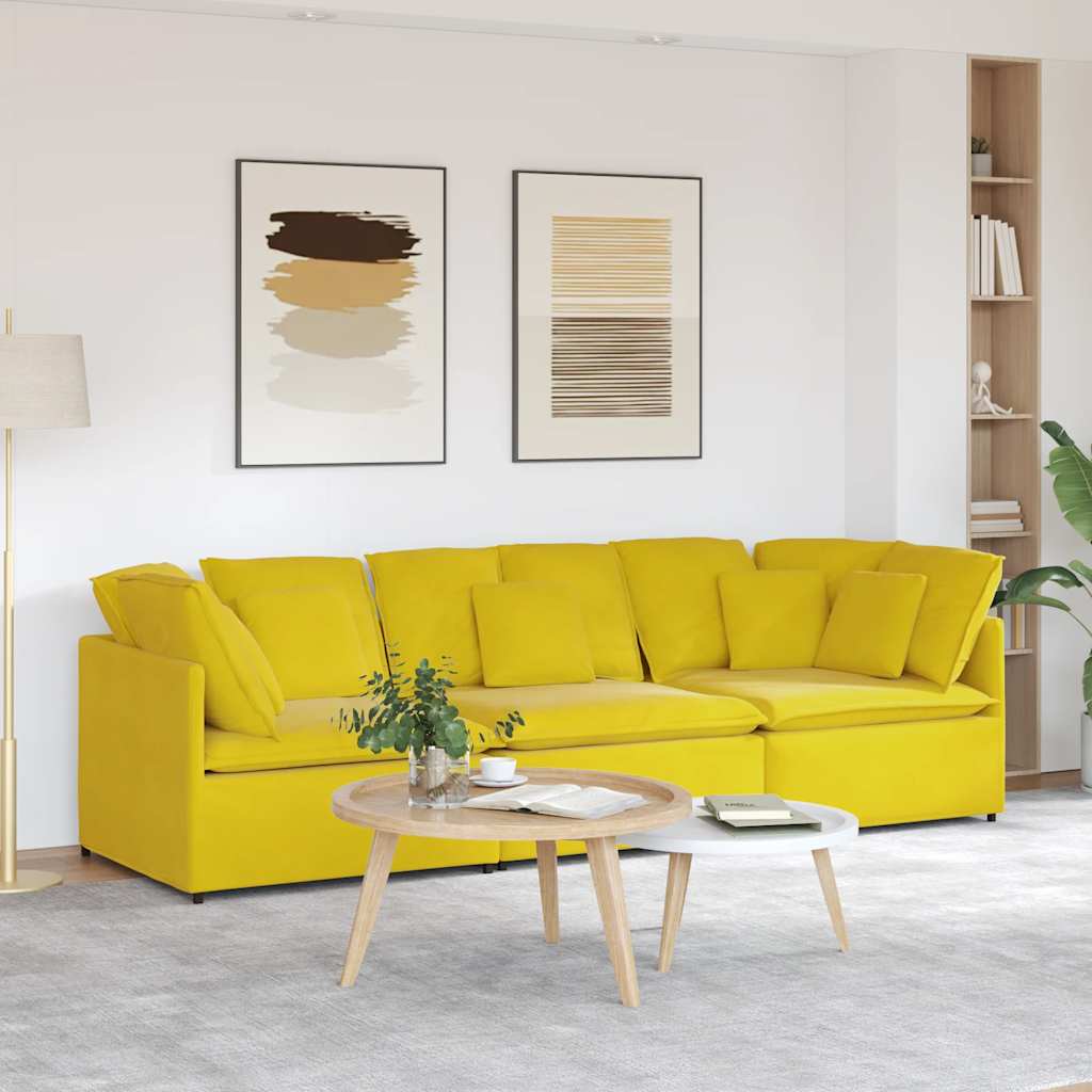 Modular sofa with cushions velvet yellow