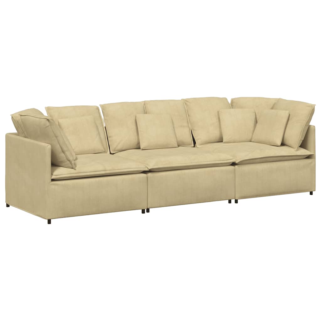 Modular sofa with cushions corduroy fabric light green grey