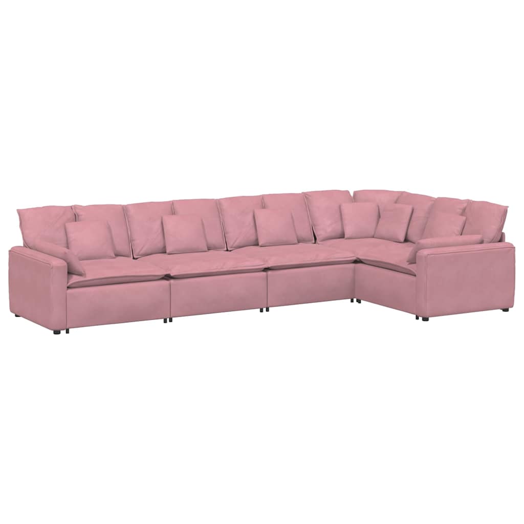 Modular sofa with cushions velvet pink