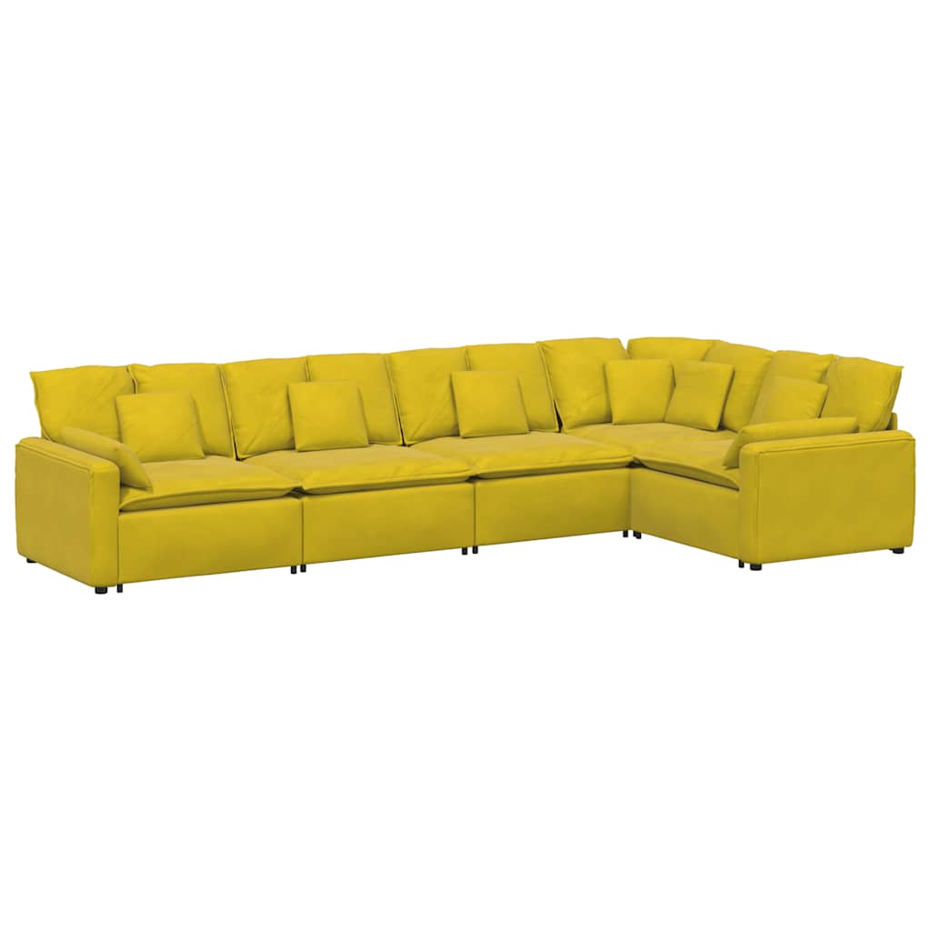 Modular sofa with cushions velvet yellow