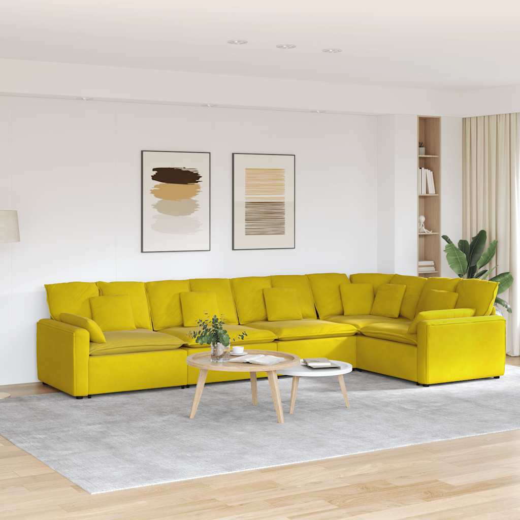 Modular sofa with cushions velvet yellow