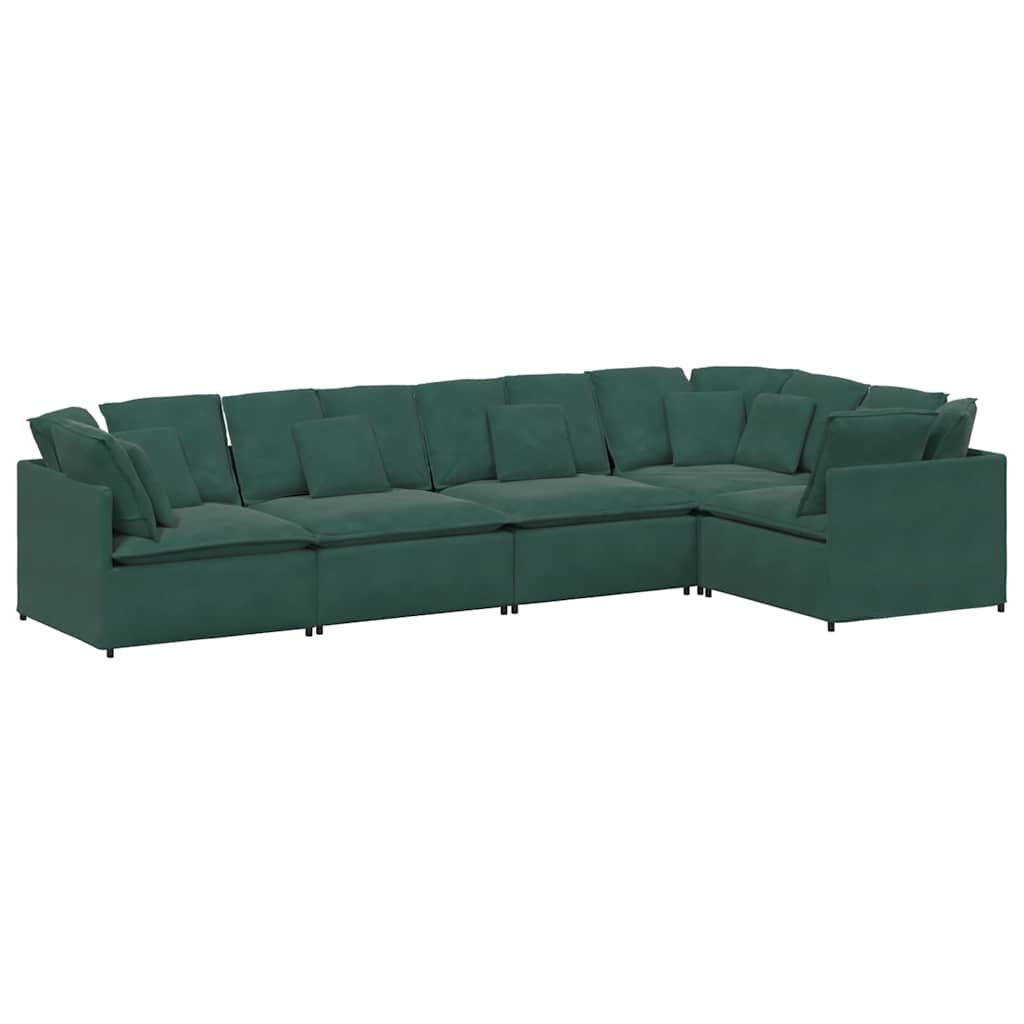 Modular sofa with cushions velvet dark green