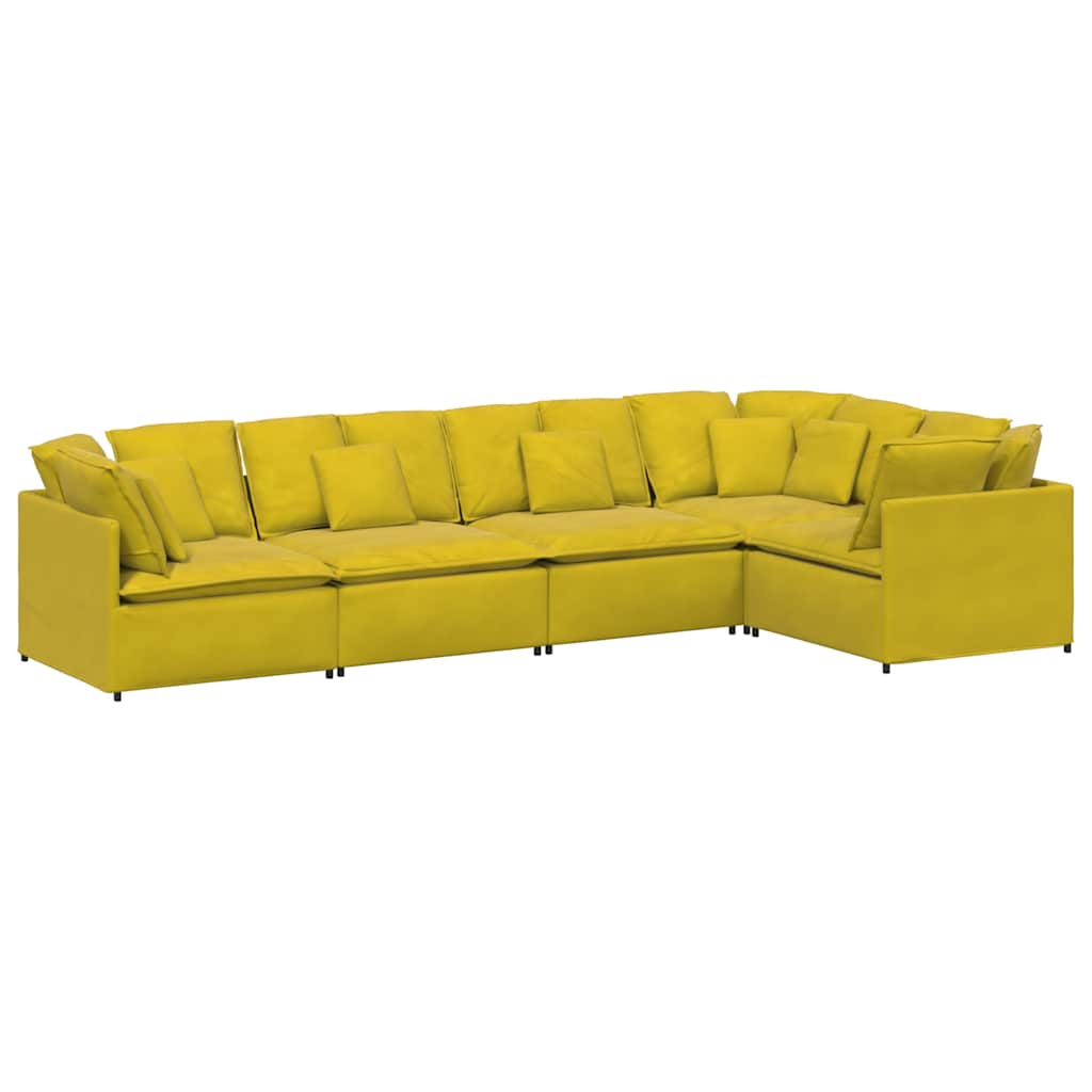 Modular sofa with cushions velvet yellow