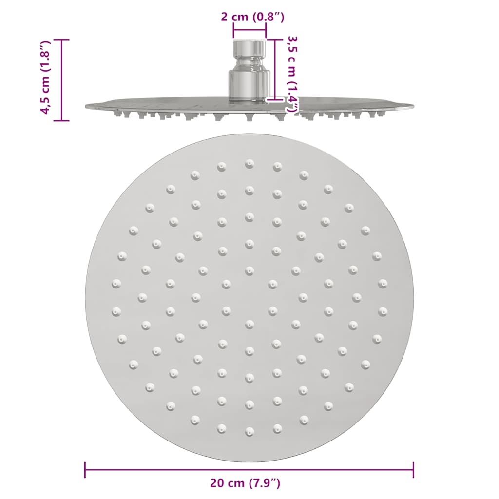 Regenbrause Edelstahl 304 20 cm Rund