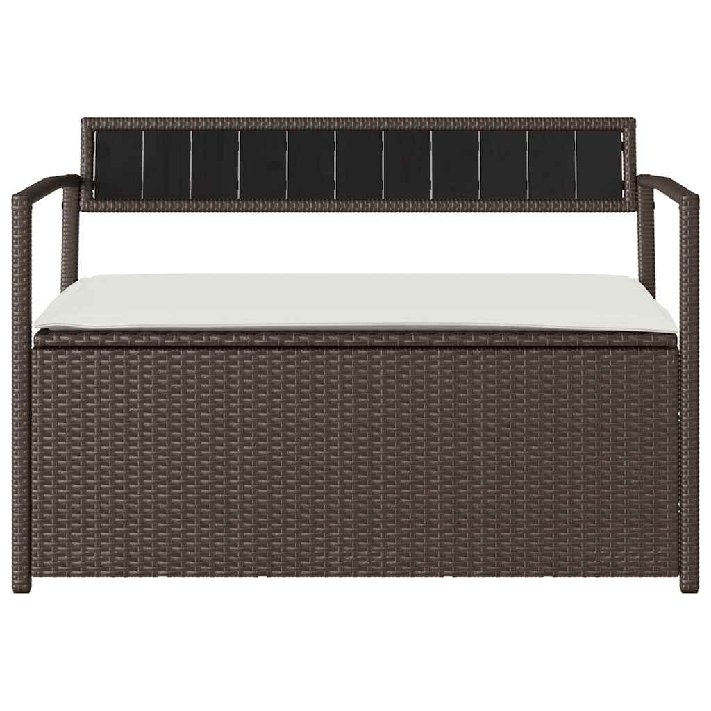 Gartenbank mit Stauraum und Kissen Braun Poly Rattan