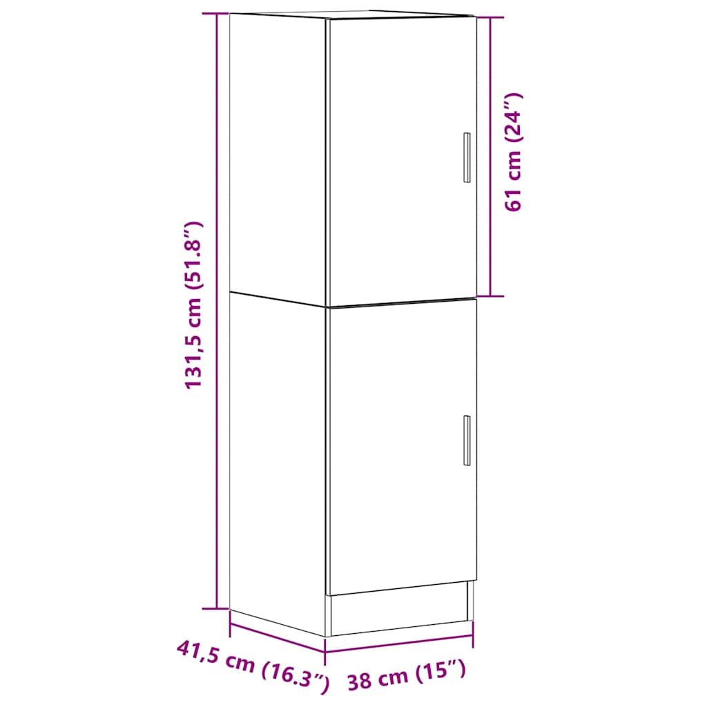 Küchenschrank Schwarz 38x41,5x131,5 cm Holzwerkstoff