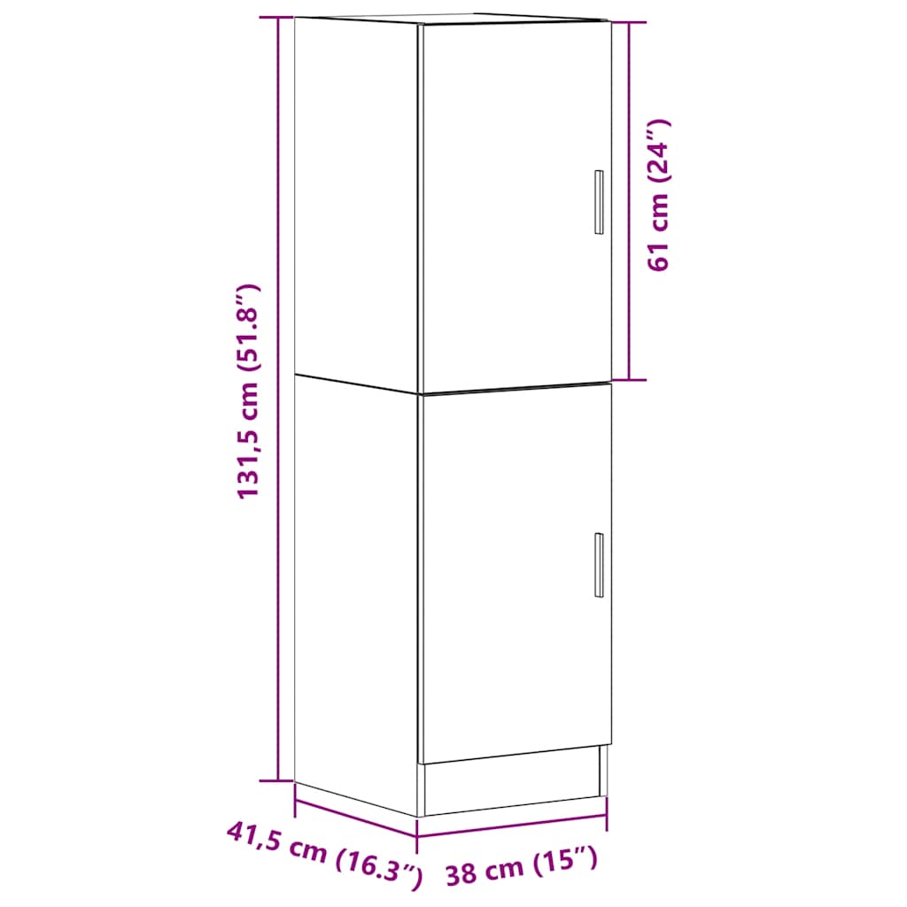 Küchenschrank Betongrau 38x41,5x131,5 cm Holzwerkstoff