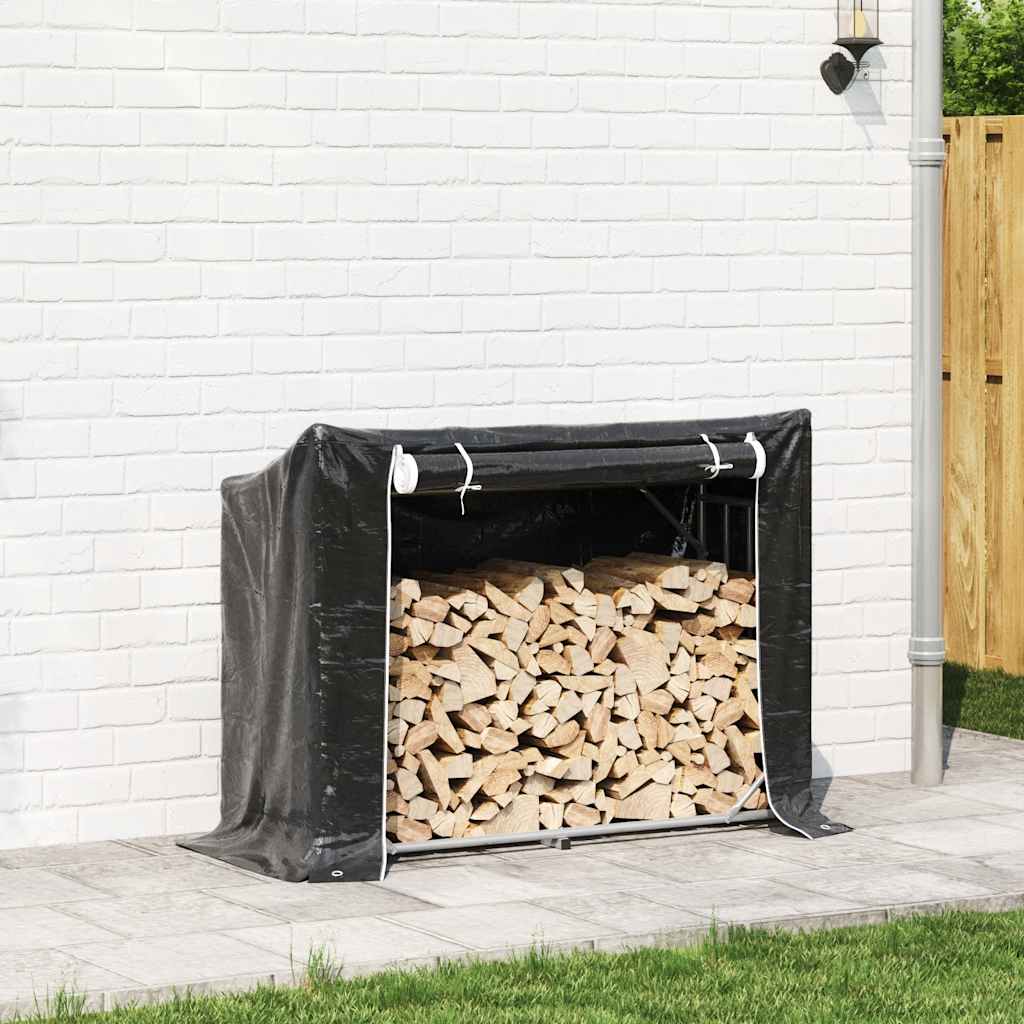 Brennholzregal mit Regenschutz 151x60,5x110,5 cm Stahl Verzinkt