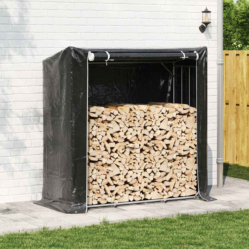 Brennholzregal mit Regenschutz 200x80x200 cm Verzinkter Stahl