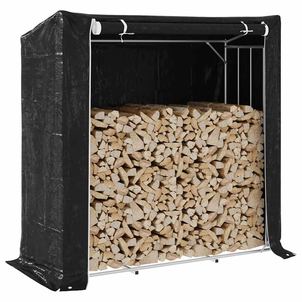 Brennholzregal mit Regenschutz 200x80x200 cm Verzinkter Stahl