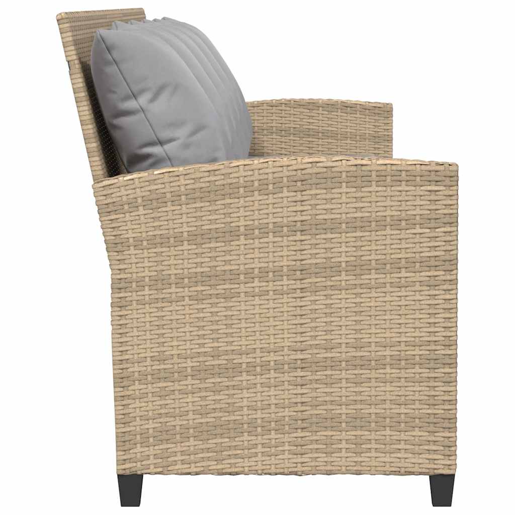 Garden Sofa 5-Seater with Cushions Beige Poly Rattan