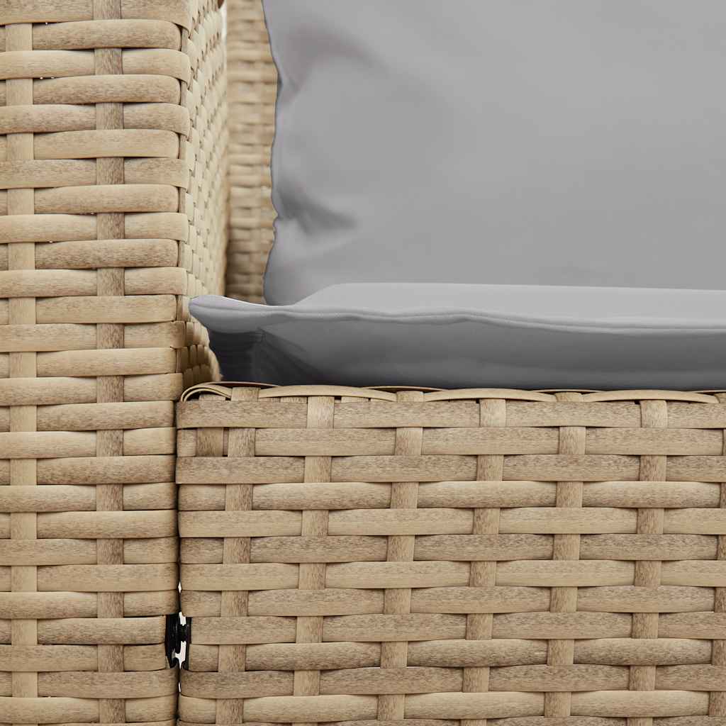 Garden Sofa 5-Seater with Cushions Beige Poly Rattan