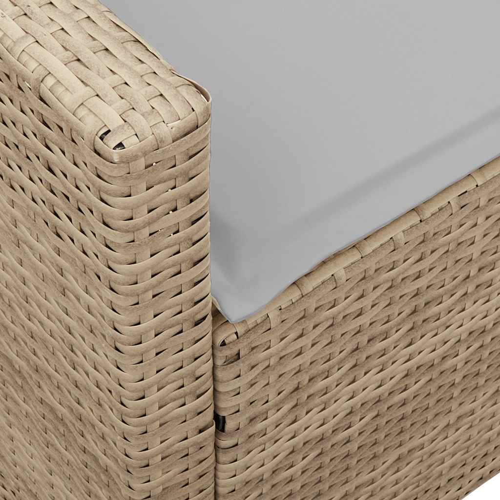 Garden Sofa 5-Seater with Cushions Beige Poly Rattan