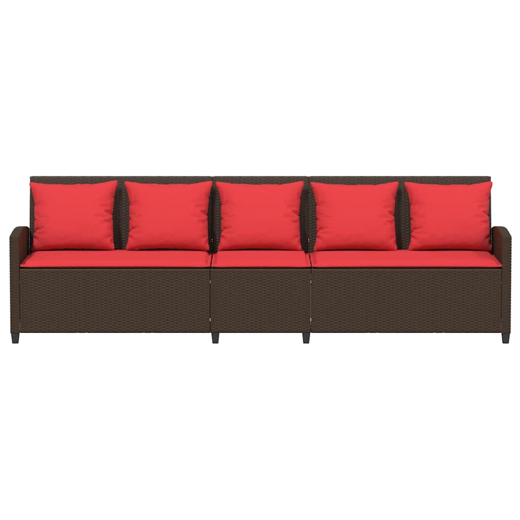 Garden Sofa 5-Seater with Cushions Brown Poly Rattan