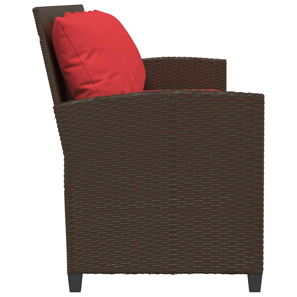 Garden Sofa 5-Seater with Cushions Brown Poly Rattan