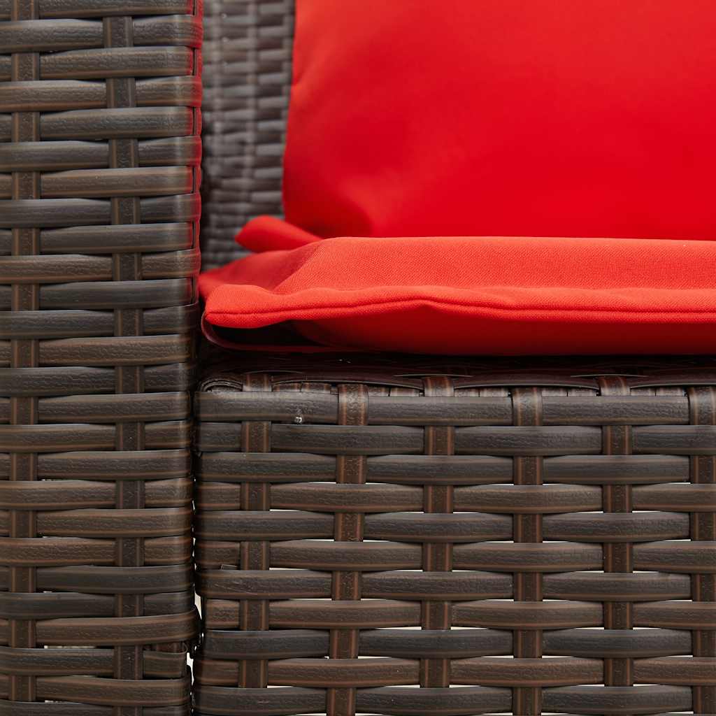 Garden Sofa 5-Seater with Cushions Brown Poly Rattan