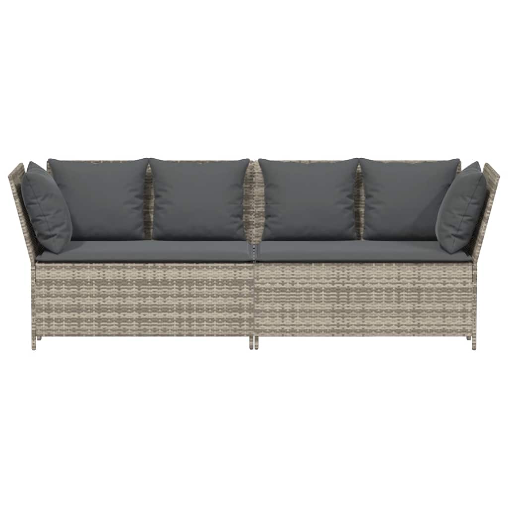 Gartensofa mit Kissen Hellgrau Poly Rattan
