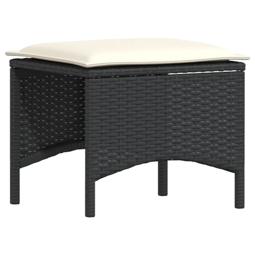 4-piece garden dining set with cushions black poly rattan