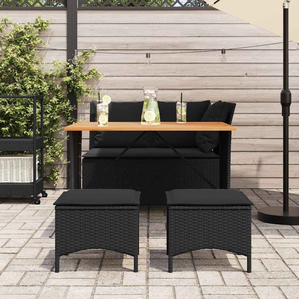 4-tlg. Garten-Essgruppe mit Kissen Schwarz Poly Rattan