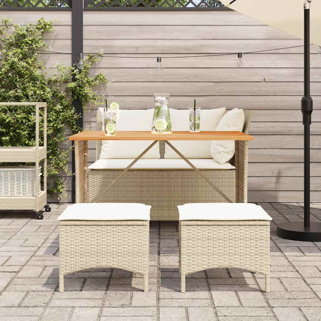 4-piece garden dining set with cushions beige poly rattan