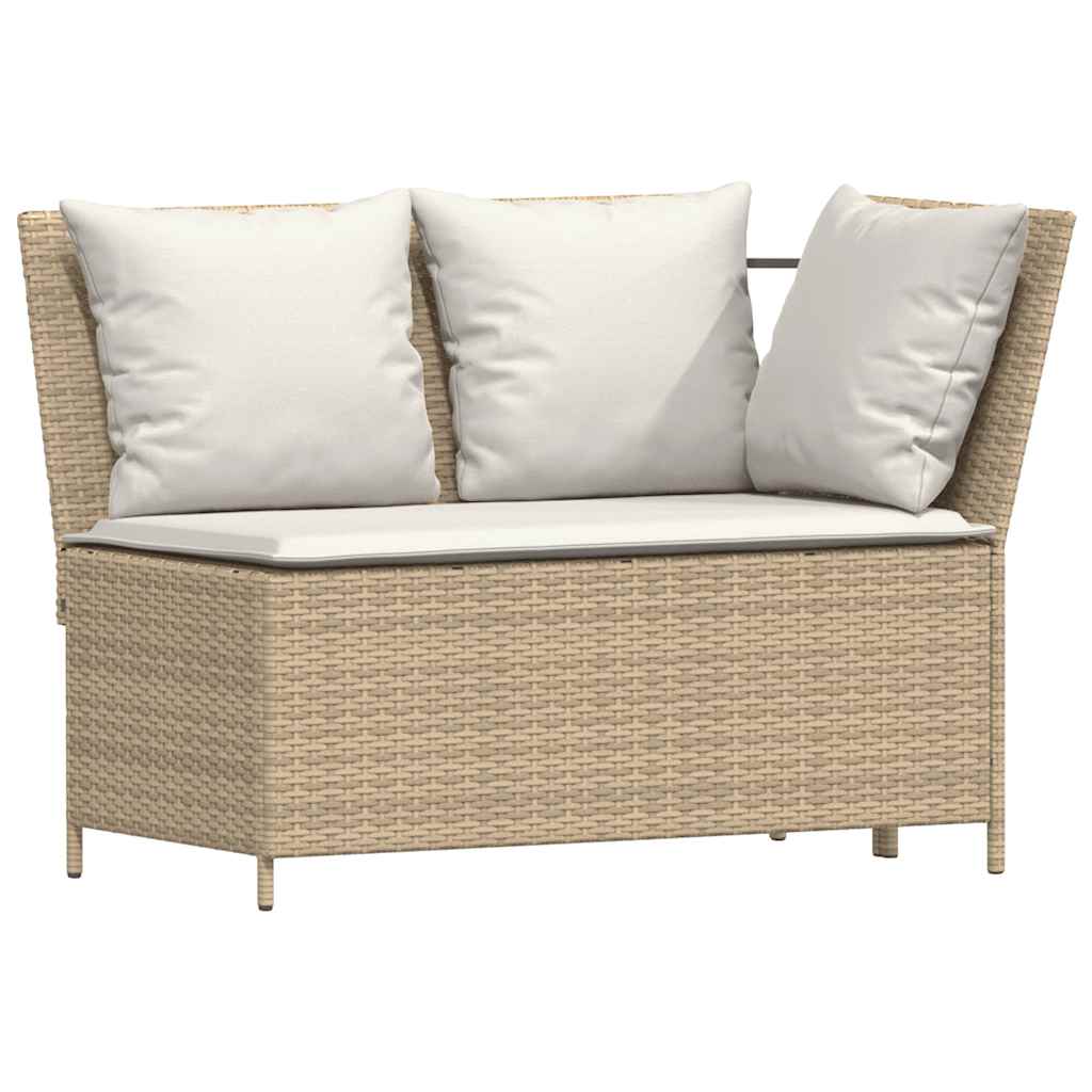 4-piece garden dining set with cushions beige poly rattan
