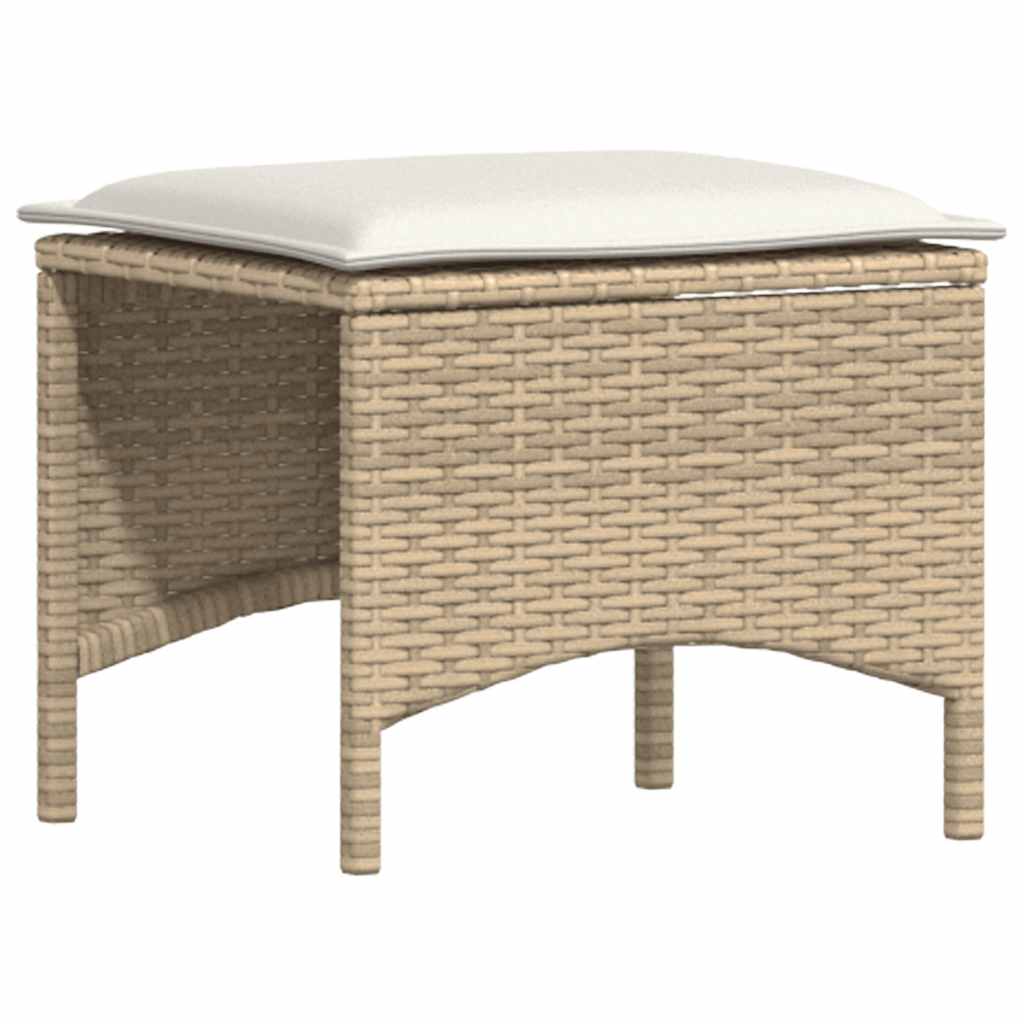 4-piece garden dining set with cushions beige poly rattan