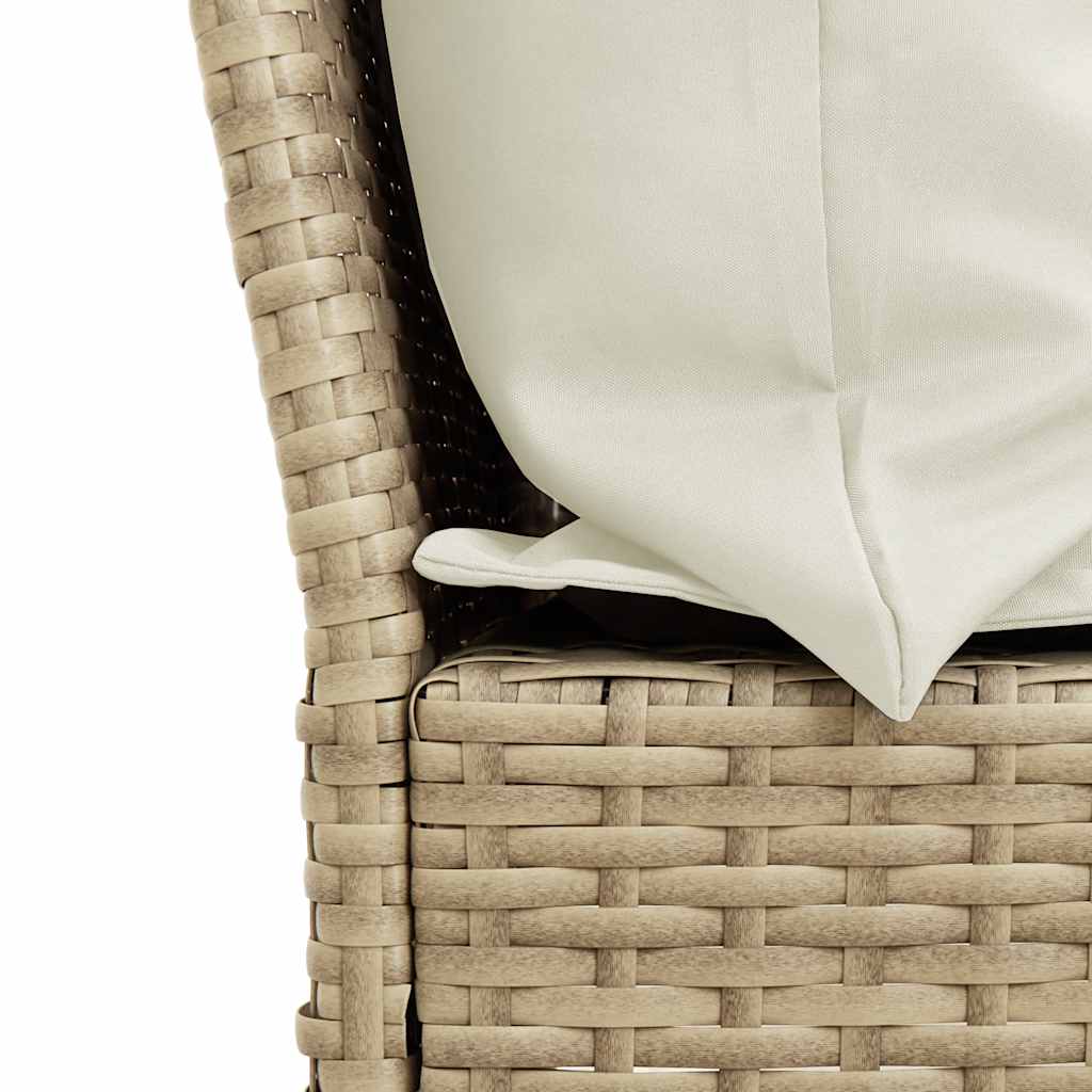 4-piece garden dining set with cushions beige poly rattan