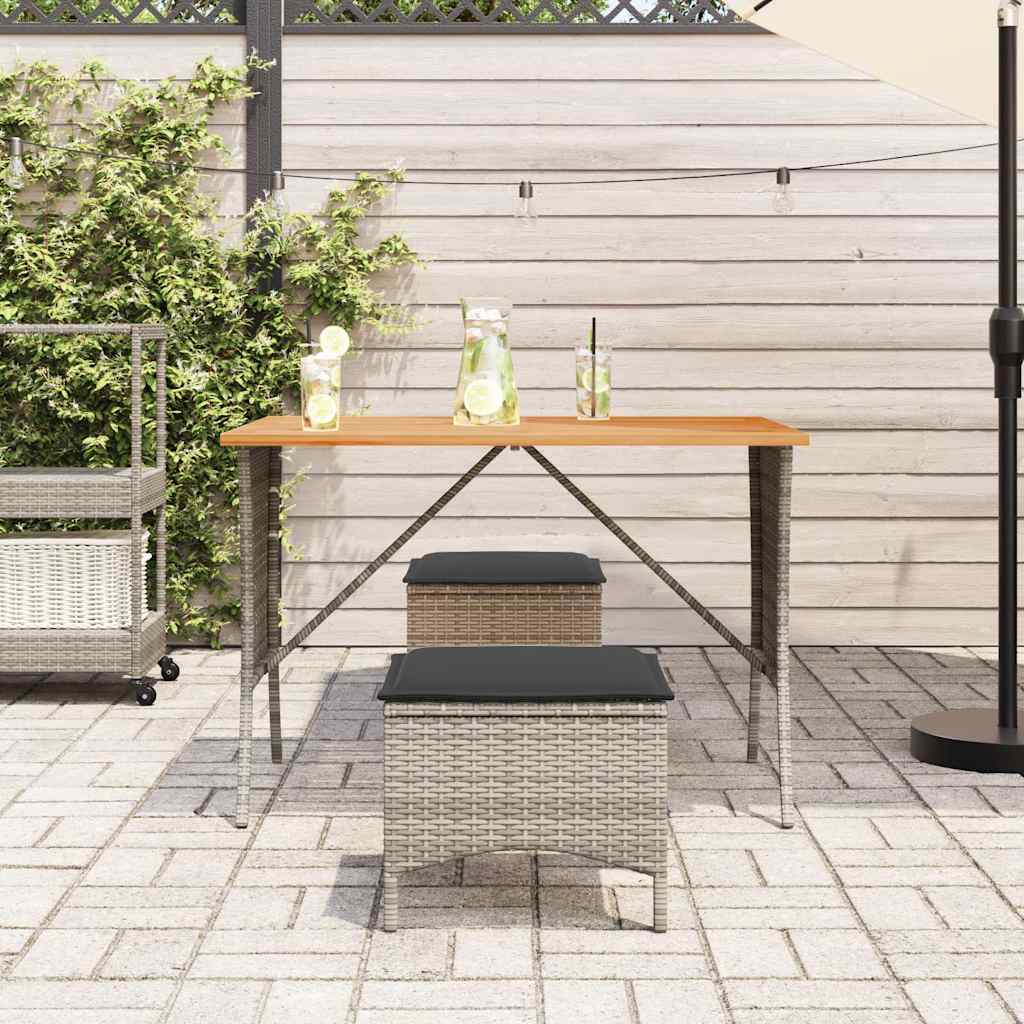 3-piece garden dining set with cushions gray poly rattan