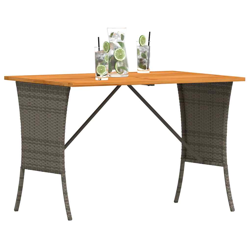 Gartentisch mit Akazienholzplatte Grau 105x75x72cm Poly Rattan