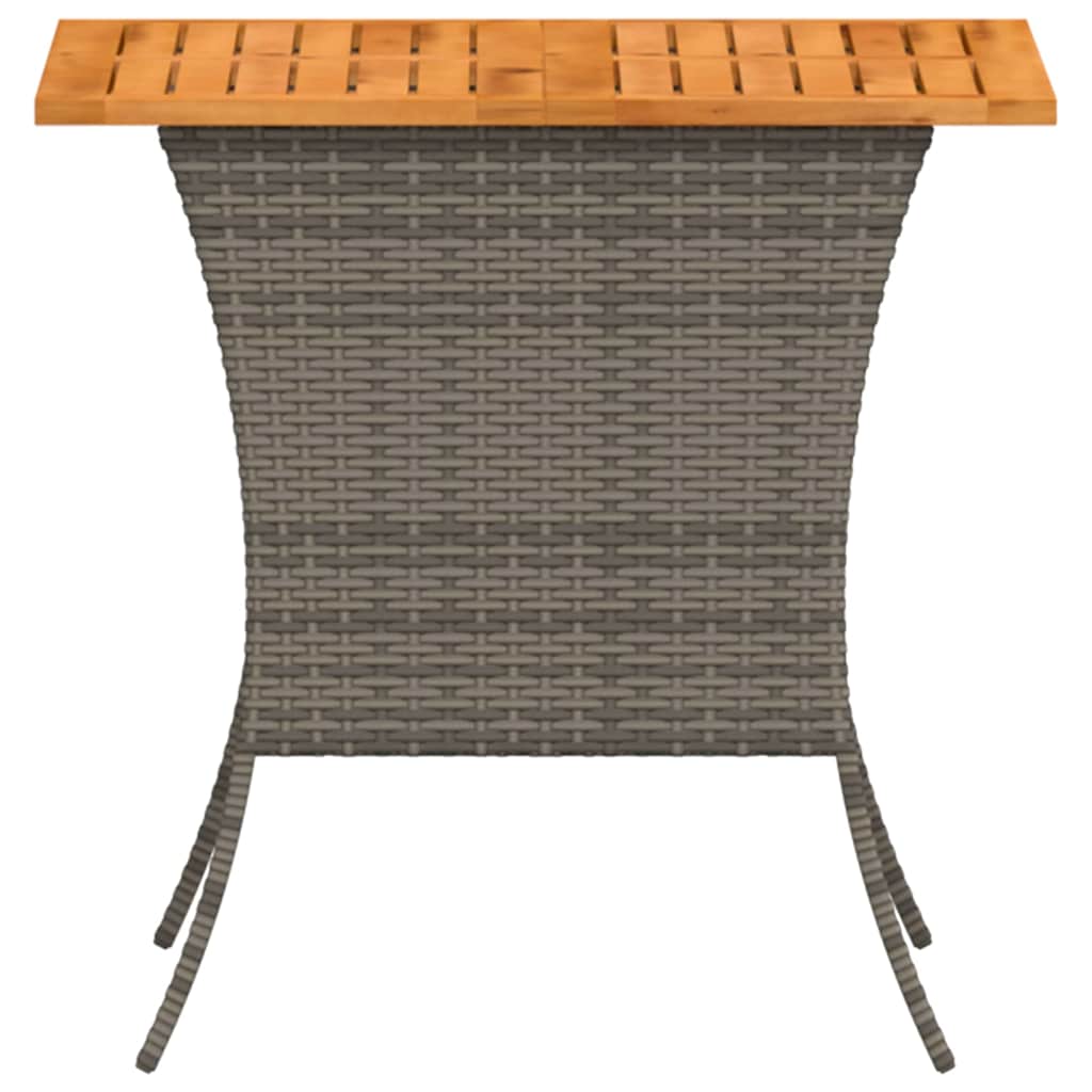 Gartentisch mit Akazienholzplatte Grau 105x75x72cm Poly Rattan