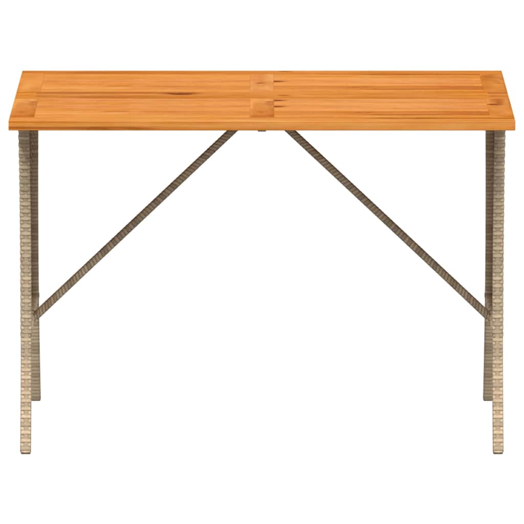 Garden table with acacia wood top beige 105x75x72cm poly rattan