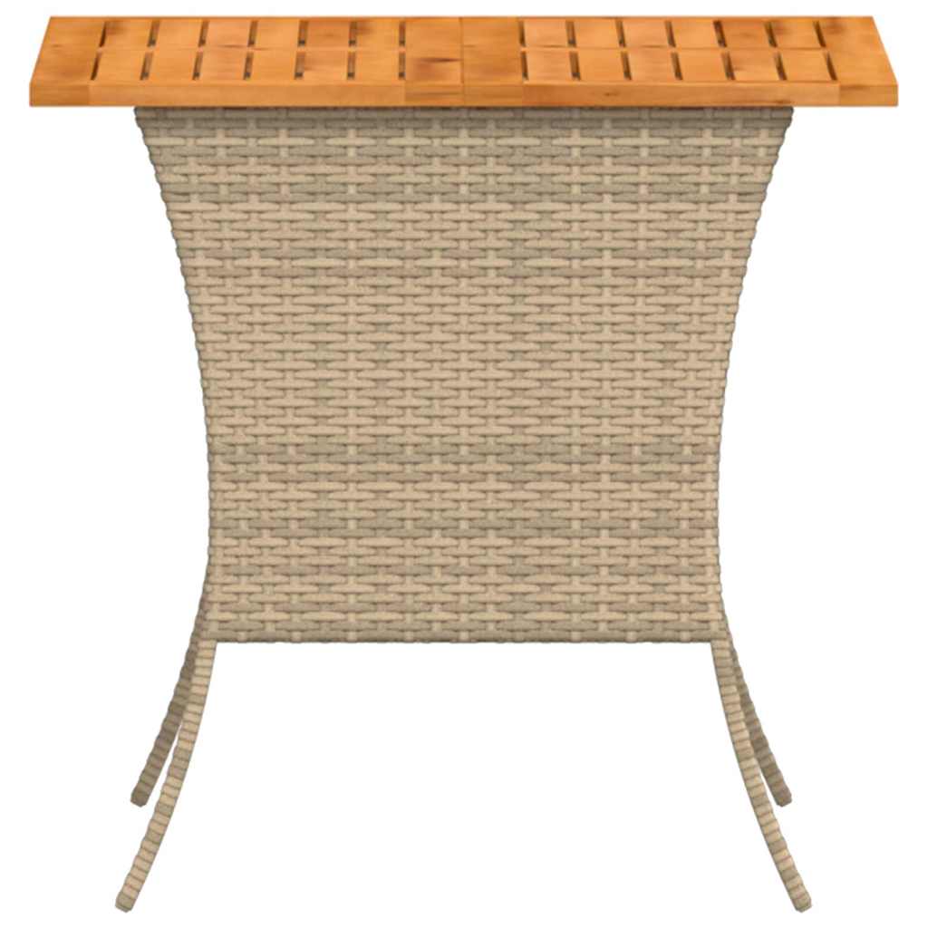Garden table with acacia wood top beige 105x75x72cm poly rattan