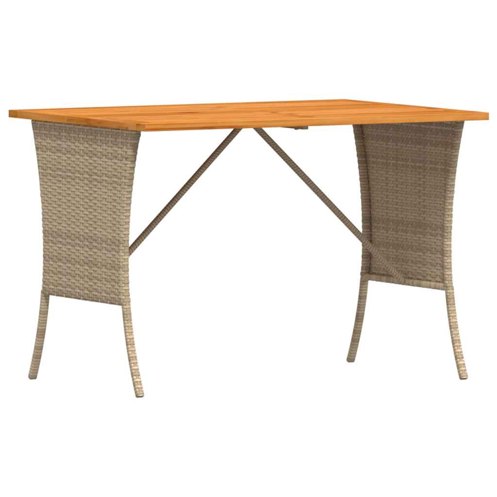 Garden table with acacia wood top beige 105x75x72cm poly rattan