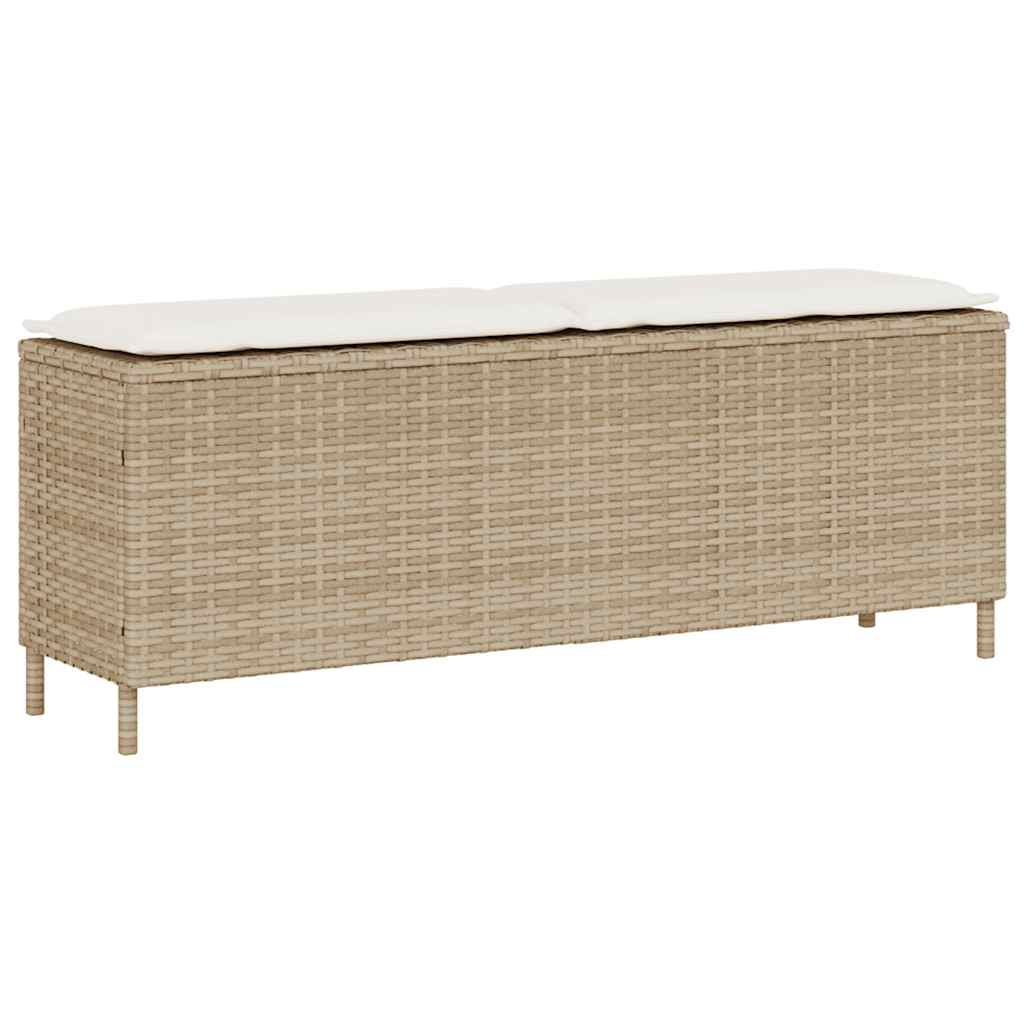 Garden Bench with Cushion Beige 110x30x40.5 cm Poly Rattan